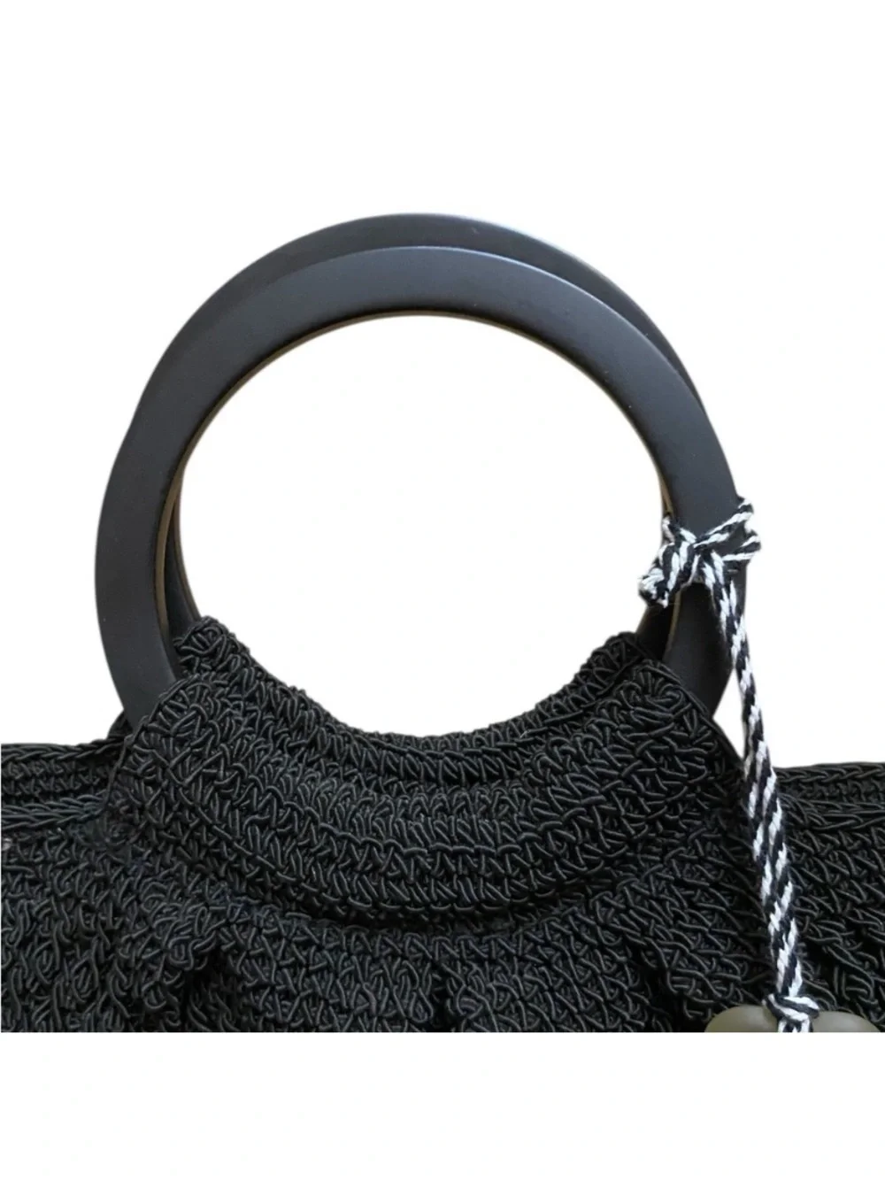 Liz Claiborne Womens Vintage Black Woven 90s Nautical Hobo Style Preppy
